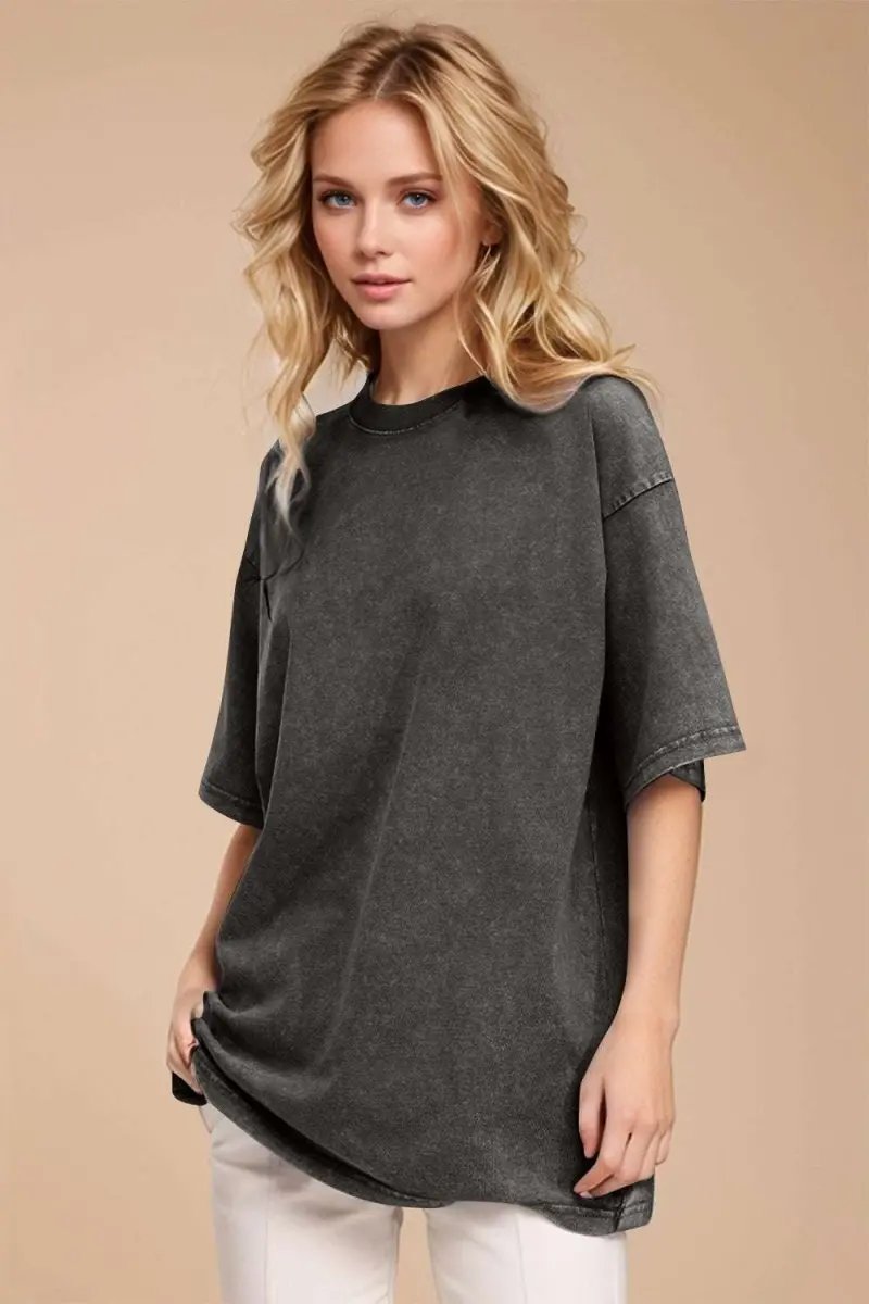 Basic Bae Round Neck Half Sleeve T-Shirt for Women - Love Salve